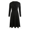 Elegant Deep V-Neck Solid Long Sleeve Slim Party Dress - Image 6