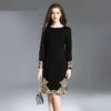 Elegant Embroidery O-neck slim office lady short Dress