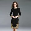 Elegant Embroidery O-neck slim office lady short Dress - Image 3