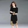 Elegant Embroidery O-neck slim office lady short Dress - Image 5