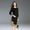 Elegant Embroidery O-neck slim office lady short Dress - Image 6