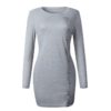 Elegant O Neck Button Long Sleeve Dress - Image 4