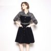 Elegant Patchwork Plaid office work short dress