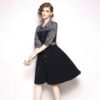 Elegant Patchwork Plaid office work short dress - Image 2