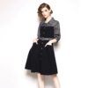 Elegant Patchwork Plaid office work short dress - Image 3