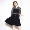 Elegant Patchwork Plaid office work short dress - Image 4