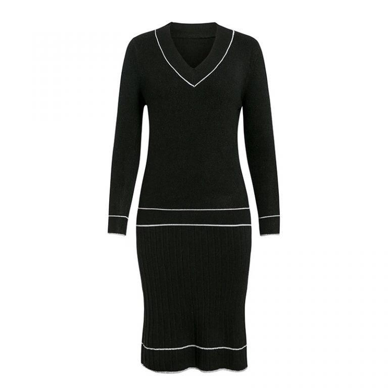 Elegant Pleated Sweater Dresses - Image 3