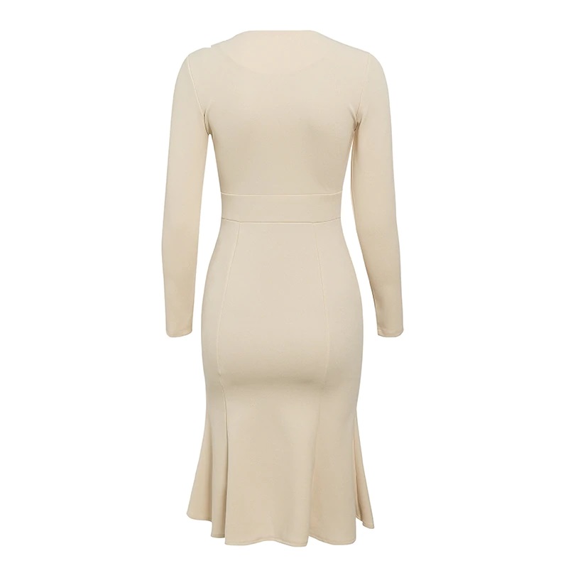 Elegant V Neck Bodycon Office Dress - Image 3