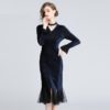 Elegant lace Vintage Velve party Trumpet dress