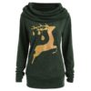 Elk Deer Print Cowl Neck Pullover Sweatshirt - Image 2