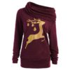 Elk Deer Print Cowl Neck Pullover Sweatshirt - Image 6
