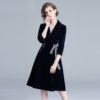 Embroidery Elegant Velvet Vintage short party dress - Image 2