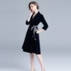 Embroidery Elegant Velvet Vintage short party dress - Image 3
