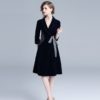 Embroidery Elegant Velvet Vintage short party dress - Image 4