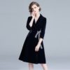 Embroidery Elegant Velvet Vintage short party dress - Image 5