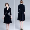 Embroidery Elegant Velvet Vintage short party dress - Image 6