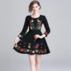 Embroidery evening party Vintage short dress