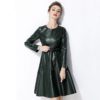 Evening party fur Leather short party Dress - Image 2