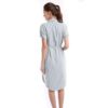 Denim Fancy Long Loose Casual Striped Short Sleeve With 2 Pockets Short Dress - Image 2