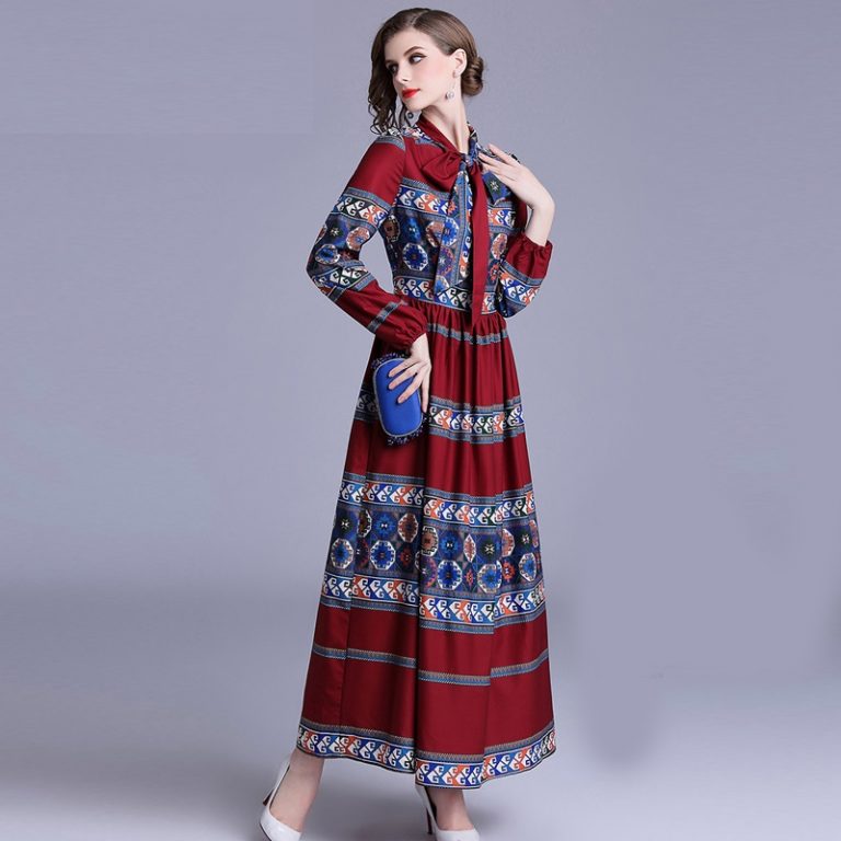 Fashion Bow Pleated Maxi dress - Image 2