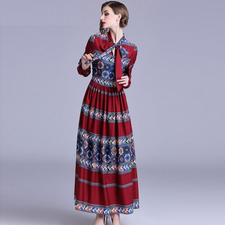 Fashion Bow Pleated Maxi dress - Image 4