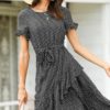 Fashion Flare Sleeve Ruffles Irregular Sundress