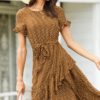 Fashion Flare Sleeve Ruffles Irregular Sundress - Image 2