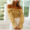 Fashion Puff Sleeve Plaid Crop Top - Image 2