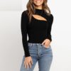 Fashion Sexy Long Sleeve Elastic Knitted Tops