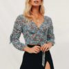 Fashion Vintage Drawstring Lantern Sleeve Crop Top - Image 3