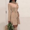 Fashion Zipper Chic Slim Elegant Long Sleeve Party Dress - Image 2