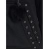 Faux Fur Insert Hooded Pendant Lace-Up Zippered Hoodie - Image 6