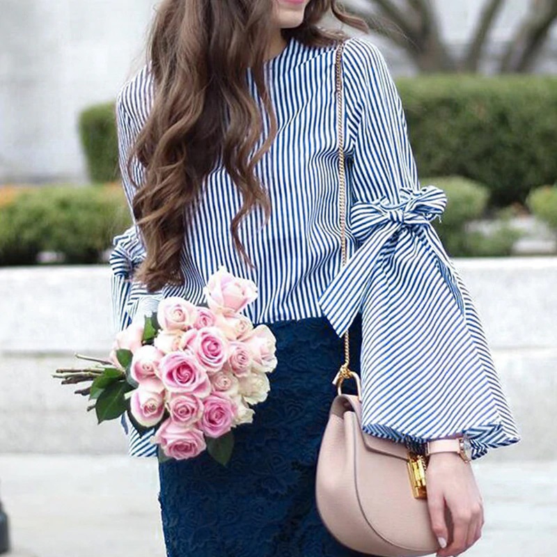 Flare Sleeve Ruffles Vintage Blouse - Image 3