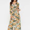 Floral Print Long Sleeve Vintage Casual Dress