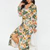 Floral Print Long Sleeve Vintage Casual Dress - Image 2