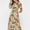 Floral Print Long Sleeve Vintage Casual Dress - Image 3