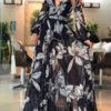 Floral Print V Neck Floor Length Dress
