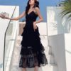 Hollow Out Backless Lace Long Dress
