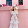 Hollow Out Tiered Ruffles Party Dress