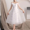 Homecoming Flowers Straps Tea Length Cocktail Party Dress