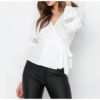 Lace Lantern Chiffon Solid Blouse - Image 4