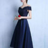 Lace Off The Shoulder Prom Satin Tea Length wedding guest dress - Image 2