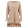 Lace Panel High Low Long Sleeve T-shirt - Image 2