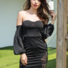 Lace Patch Backless Sexy Bodycon Dress - Image 5