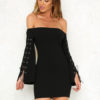 Lace Up Long Sleeves Pencil Bodycon Dress