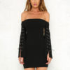 Lace Up Long Sleeves Pencil Bodycon Dress - Image 3
