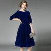 Lantern Sleeve Slash neck elegant Velvet party dress - Image 2
