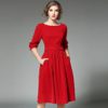Lantern Sleeve Slash neck elegant Velvet party dress - Image 4