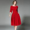 Lantern Sleeve Slash neck elegant Velvet party dress - Image 5