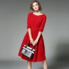 Lantern Sleeve Slash neck elegant Velvet party dress - Image 6
